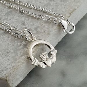 Childrens Silver Claddagh Pendant & Chain In Sterling Silver. Handcrafted Galway Claddagh Pendant for Children in Hallmarked 925 Silver on ShopStreet.ie Claddagh Pendants. Communion Gift & Confirmation Gift.